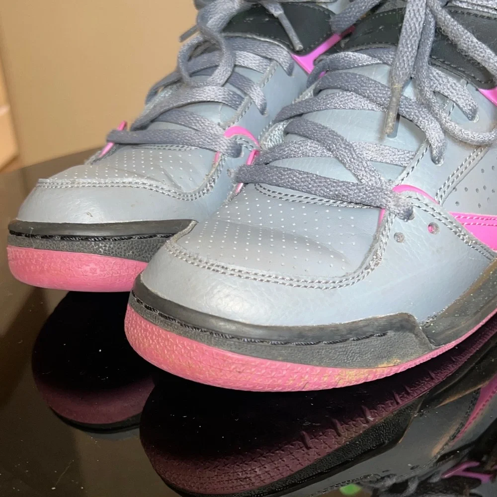 Jordan Flight 45 High GS Cool Grey Flash Lime Club Pink Size 5Y Sneakers 6.5 Wom